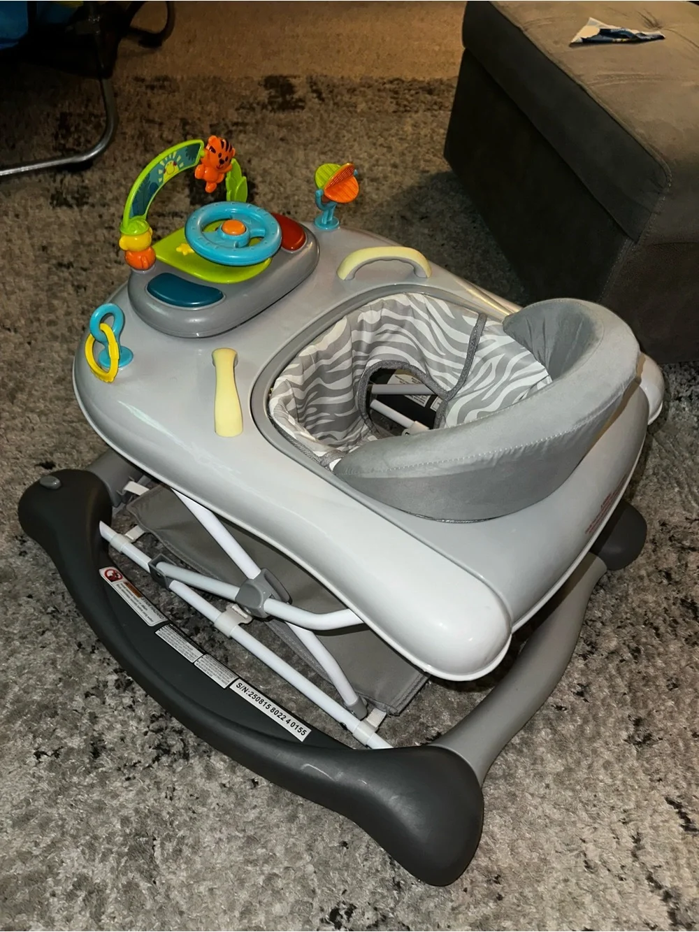 Gray and Green Baby Walker with Interactive Play Tray
